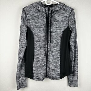 White House Black Market Hoodie Size XS Black Gray Jacket Back Cutout